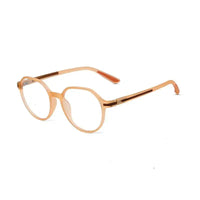 Optibul | Transparent Orange Medium Full Rim HEXAGON Computer Glasses for Men & Women [Blue Block]