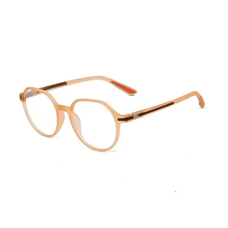Optibul | Transparent Orange Medium Full Rim HEXAGON Computer Glasses for Men & Women [Blue Block]