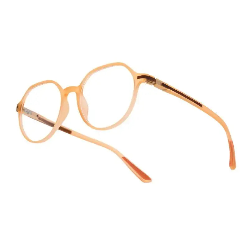 Optibul | Transparent Orange Medium Full Rim HEXAGON Computer Glasses for Men & Women [Blue Block]