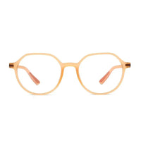 Optibul | Transparent Orange Medium Full Rim HEXAGON Computer Glasses for Men & Women [Blue Block]