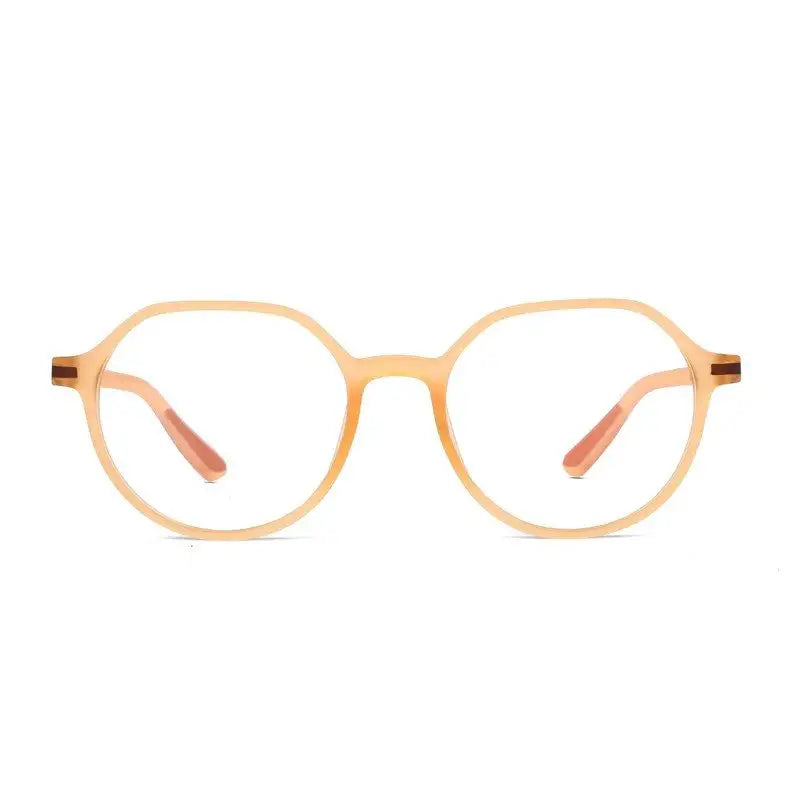 Optibul | Transparent Orange Medium Full Rim HEXAGON Computer Glasses for Men & Women [Blue Block]