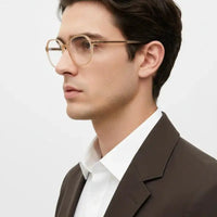 Optibul | Transparent Orange Medium Full Rim HEXAGON Computer Glasses for Men & Women [Blue Block]