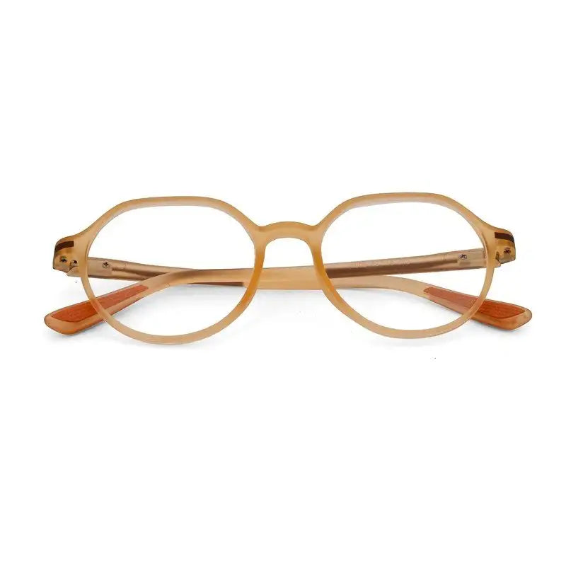 Optibul | Transparent Orange Medium Full Rim HEXAGON Computer Glasses for Men & Women [Blue Block]