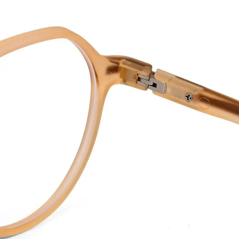 Optibul | Transparent Orange Medium Full Rim HEXAGON Computer Glasses for Men & Women [Blue Block]