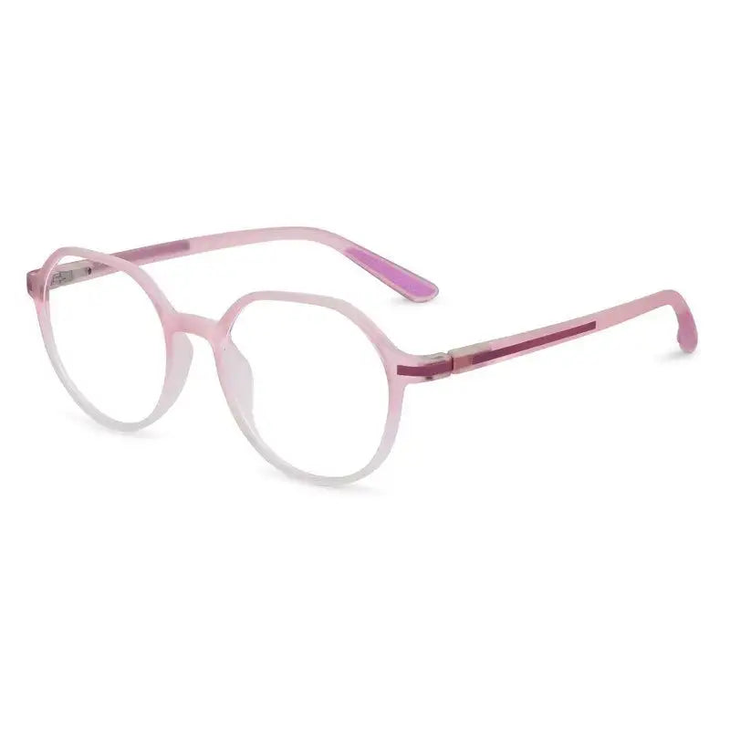 Optibul | Transparent Pink & Transparent White Medium Full Rim HEXAGON Computer Glasses for Men & Women [Blue Block]
