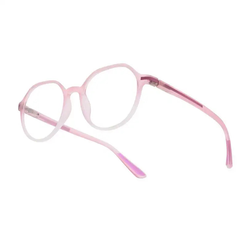 Optibul | Transparent Pink & Transparent White Medium Full Rim HEXAGON Computer Glasses for Men & Women [Blue Block]