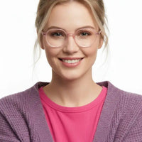 Optibul | Transparent Pink & Transparent White Medium Full Rim HEXAGON Computer Glasses for Men & Women [Blue Block]