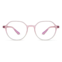 Optibul | Transparent Pink & Transparent White Medium Full Rim HEXAGON Computer Glasses for Men & Women [Blue Block]
