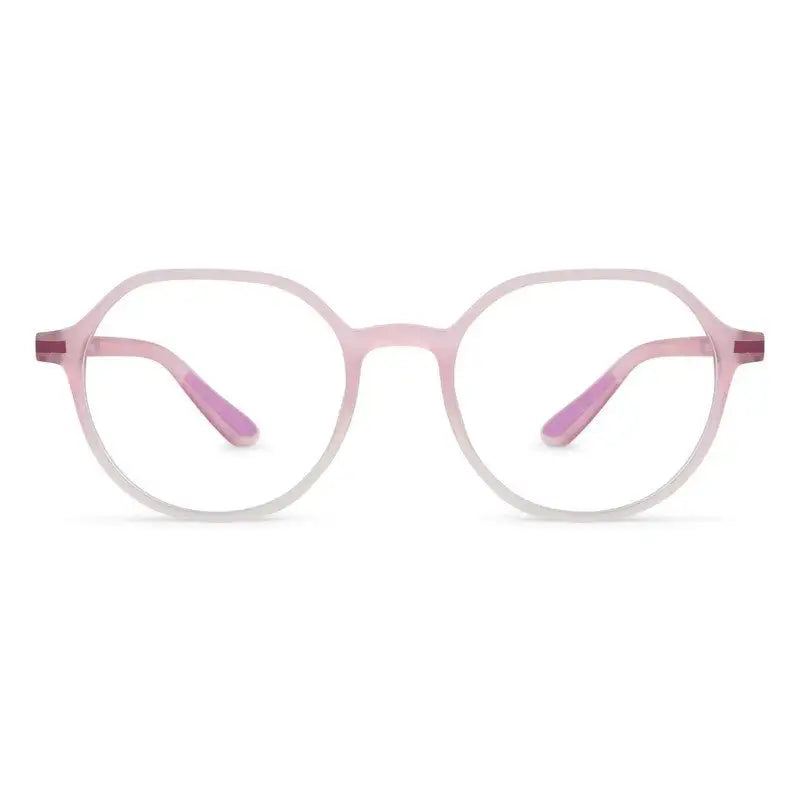 Optibul | Transparent Pink & Transparent White Medium Full Rim HEXAGON Computer Glasses for Men & Women [Blue Block]