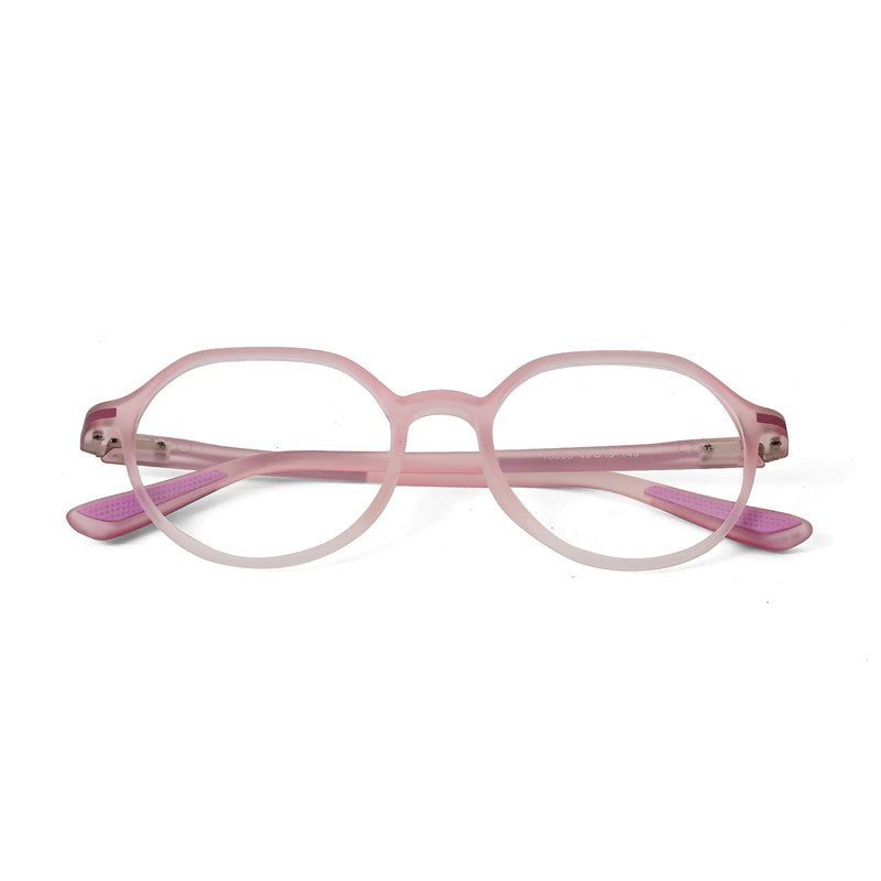 Optibul | Transparent Pink & Transparent White Medium Full Rim HEXAGON Computer Glasses for Men & Women [Blue Block]