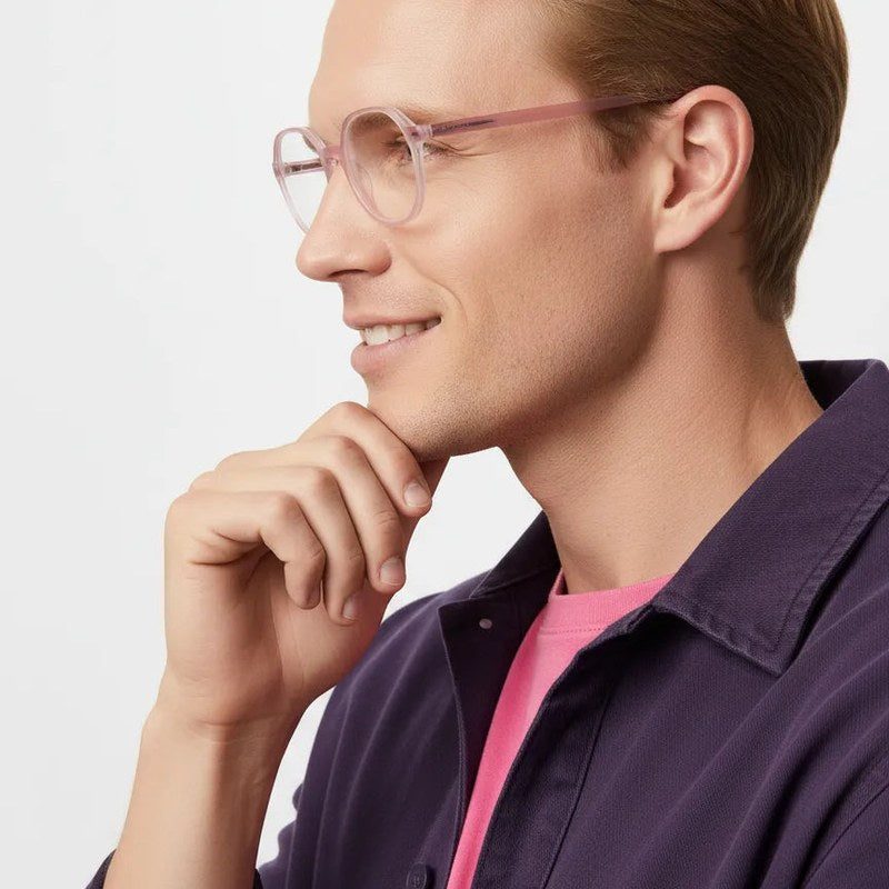 Optibul Transparent Pink & Transparent White Medium Full Rim Square Computer Glasses for Men & Women — Hashtag Eyewears