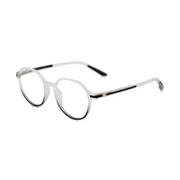 Optibul | Transparent White & Black Medium Full Rim HEXAGON Computer Glasses for Men & Women [Blue Block]