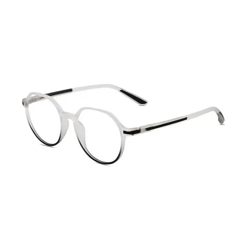 Optibul | Transparent White & Black Medium Full Rim HEXAGON Computer Glasses for Men & Women [Blue Block]