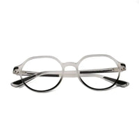 Optibul | Transparent White & Black Medium Full Rim HEXAGON Computer Glasses for Men & Women [Blue Block]