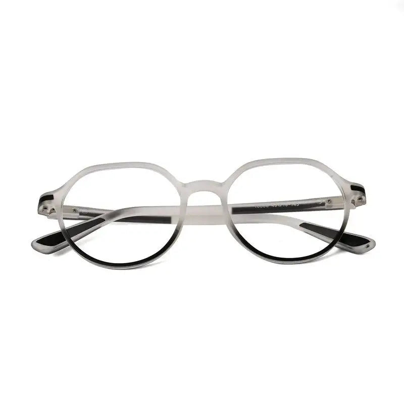 Optibul | Transparent White & Black Medium Full Rim HEXAGON Computer Glasses for Men & Women [Blue Block]
