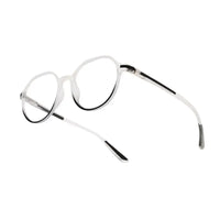 Optibul | Transparent White & Black Medium Full Rim HEXAGON Computer Glasses for Men & Women [Blue Block]