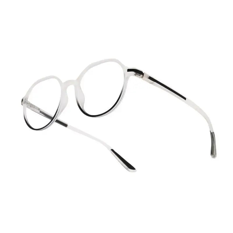 Optibul | Transparent White & Black Medium Full Rim HEXAGON Computer Glasses for Men & Women [Blue Block]