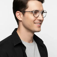 Optibul | Transparent White & Black Medium Full Rim HEXAGON Computer Glasses for Men & Women [Blue Block]