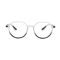 Optibul | Transparent White & Black Medium Full Rim HEXAGON Computer Glasses for Men & Women [Blue Block]
