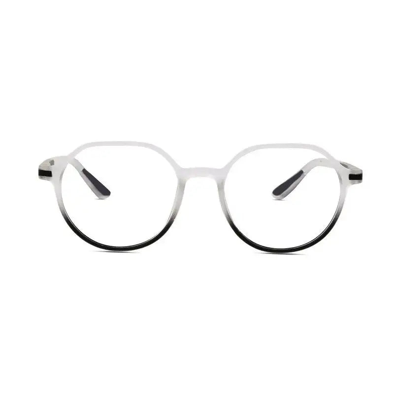 Optibul | Transparent White & Black Medium Full Rim HEXAGON Computer Glasses for Men & Women [Blue Block]