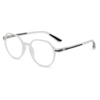 Optibul | Transparent White Medium Full Rim HEXAGON Computer Glasses for Men & Women [Blue Block]