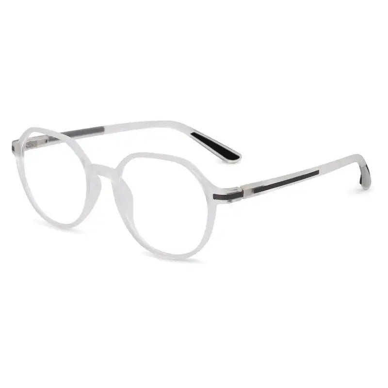 Optibul | Transparent White Medium Full Rim HEXAGON Computer Glasses for Men & Women [Blue Block]