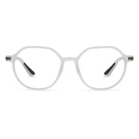Optibul | Transparent White Medium Full Rim HEXAGON Computer Glasses for Men & Women [Blue Block]