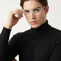 Optibul | Transparent White Medium Full Rim HEXAGON Computer Glasses for Men & Women [Blue Block]