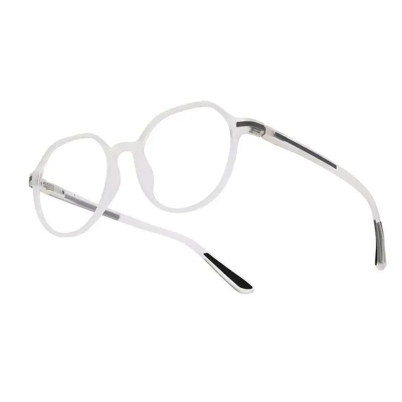 Optibul | Transparent White Medium Full Rim HEXAGON Computer Glasses for Men & Women [Blue Block]