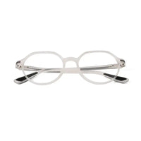 Optibul | Transparent White Medium Full Rim HEXAGON Computer Glasses for Men & Women [Blue Block]