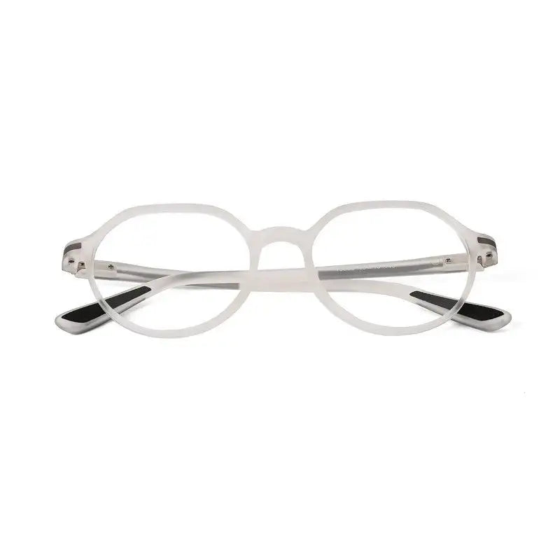 Optibul | Transparent White Medium Full Rim HEXAGON Computer Glasses for Men & Women [Blue Block]