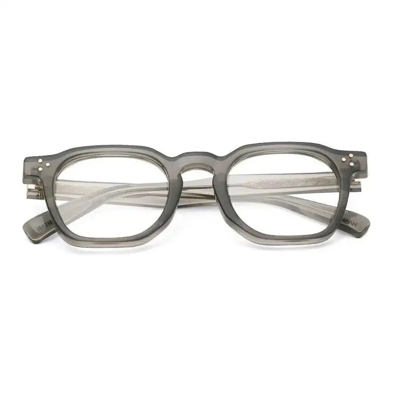OptiShift | Transparent Greenish Grey Medium Full Rim Square Computer Glasses for Men & Women [Photochromic]