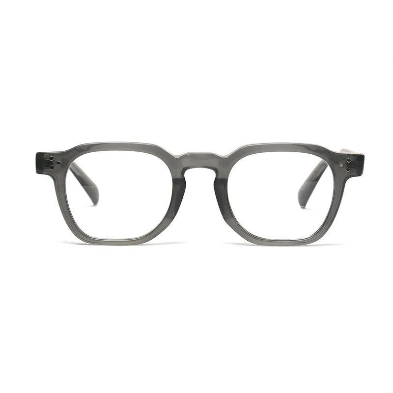 OptiShift | Transparent Greenish Grey Medium Full Rim Square Computer Glasses for Men & Women [Photochromic]