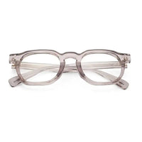 OptiShift | Transparent Grey Medium Full Rim Square Computer Glasses for Men & Women [Photochromic]