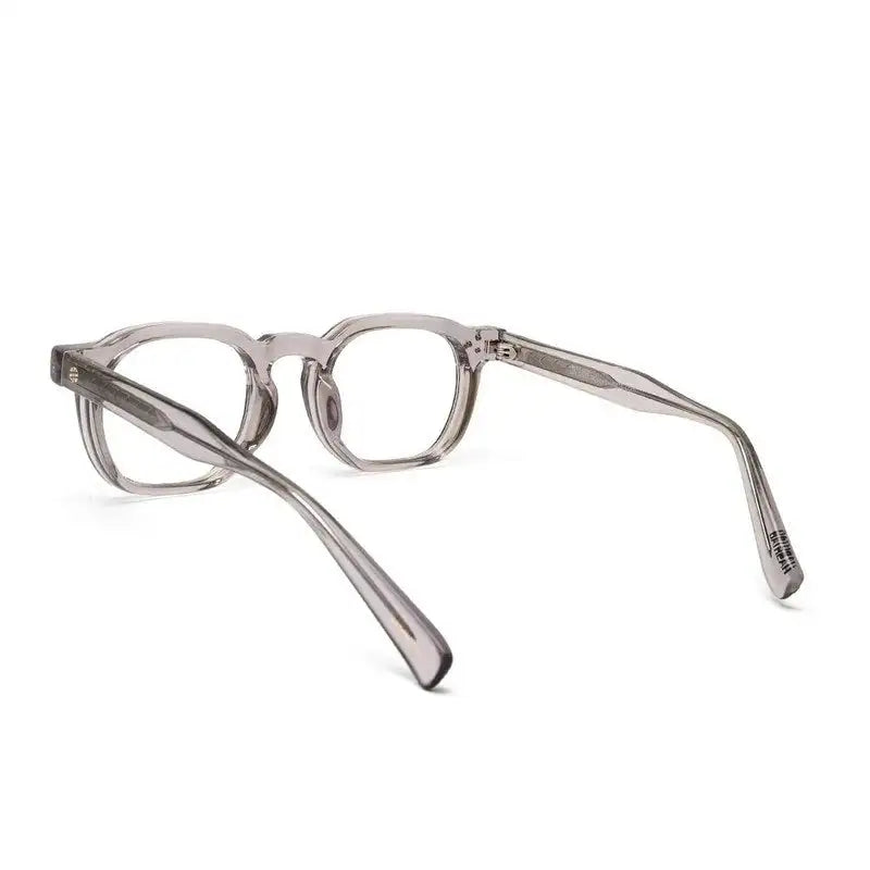 OptiShift | Transparent Grey Medium Full Rim Square Computer Glasses for Men & Women [Photochromic]