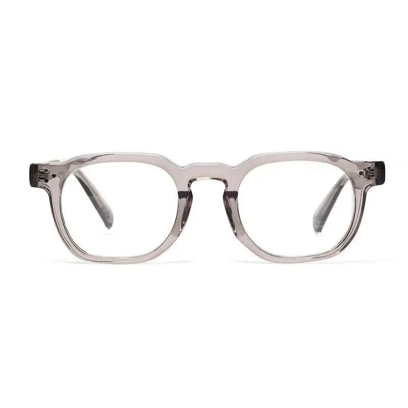 OptiShift | Transparent Grey Medium Full Rim Square Computer Glasses for Men & Women [Photochromic]