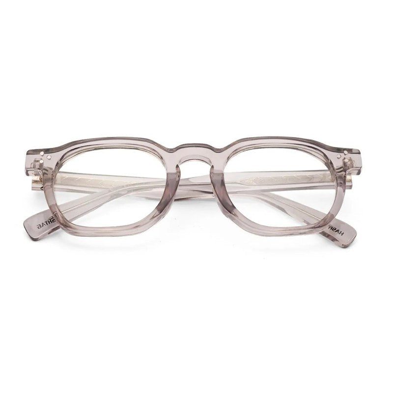 OptiShift | Transparent Grey Medium Full Rim Square Computer Glasses for Men & Women [Photochromic]