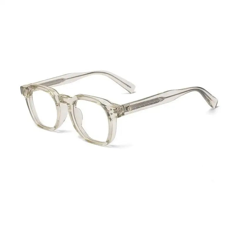 OptiShift | Transparent Light Green Medium Full Rim Square Computer Glasses for Men & Women [Photochromic]