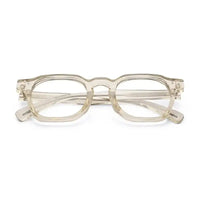 OptiShift | Transparent Light Green Medium Full Rim Square Computer Glasses for Men & Women [Photochromic]