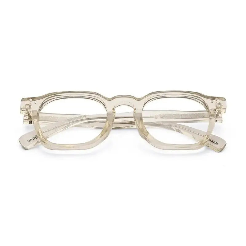 OptiShift | Transparent Light Green Medium Full Rim Square Computer Glasses for Men & Women [Photochromic]