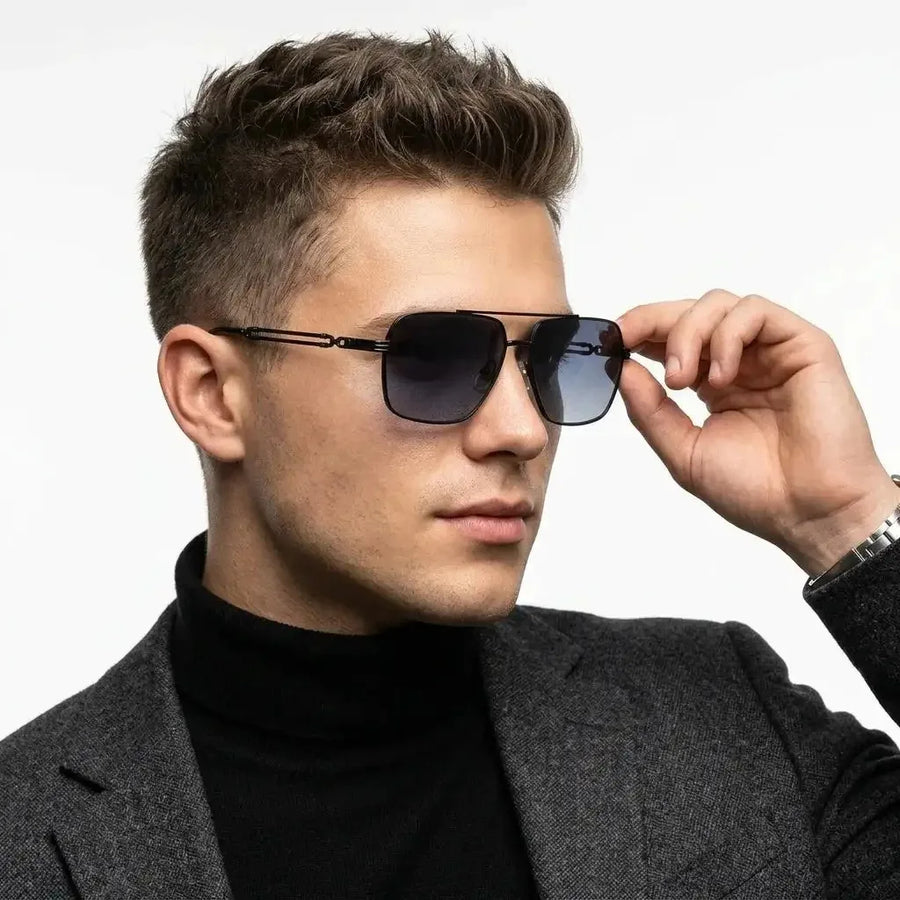 Orbital | Black Medium Full Rim Rectangle Sunglasses for Men & Women [UV-protected]