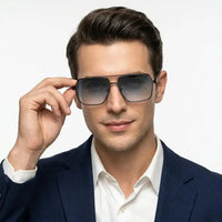 Orbital | Gradient Grey Medium Full Rim Rectangle Sunglasses for Men & Women [UV-protected]