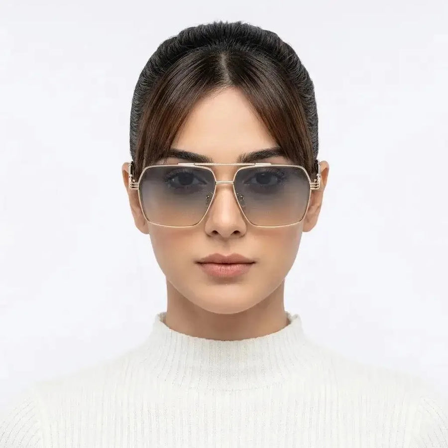 Orbital | Golden Black Medium Full Rim Rectangle Sunglasses for Men & Women [UV-protected]