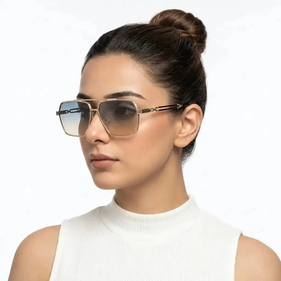 Orbital | Golden Black Medium Full Rim Rectangle Sunglasses for Men & Women [UV-protected]