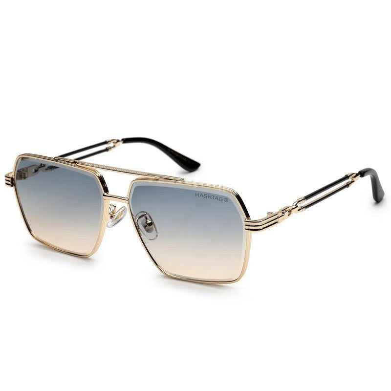 Orbital Golden Black Medium Full Rim Rectangle Sunglasses for Men & Women — Hashtag Eyewears