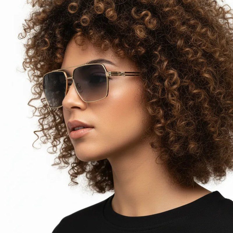 Orbital Golden Black Medium Full Rim Rectangle Sunglasses for Men & Women — Hashtag Eyewears