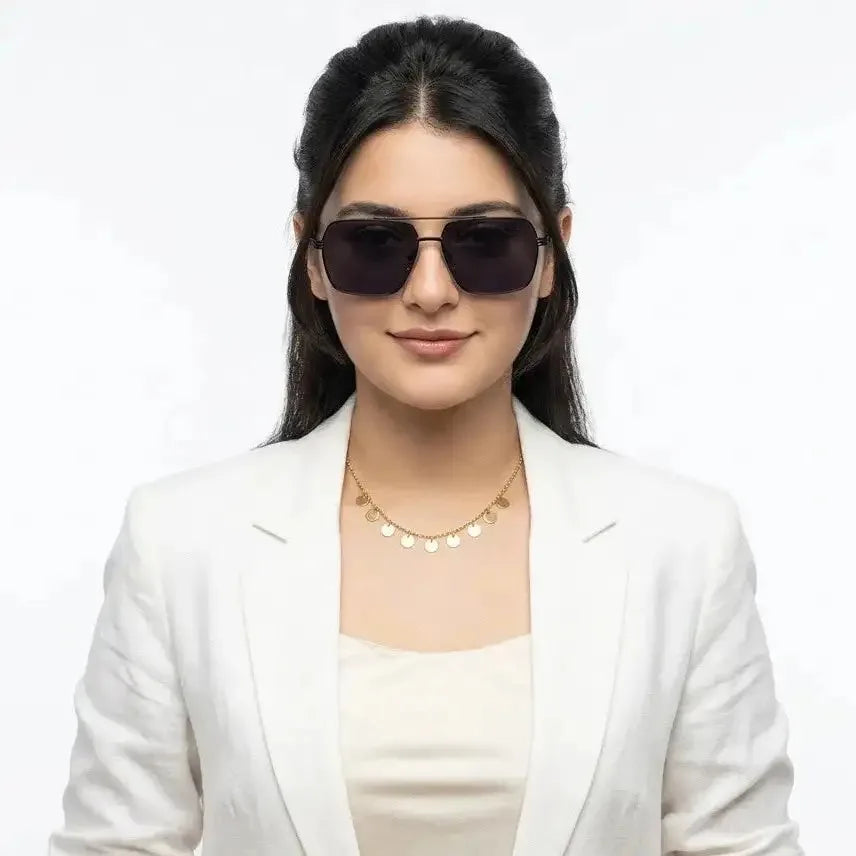 Orbital | Black Medium Full Rim Rectangle Sunglasses for Men & Women [UV-protected]