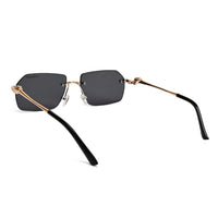 Panther | Black Medium Rim Less RECTANGLE Sunglasses for Men & Women [UV-protected]
