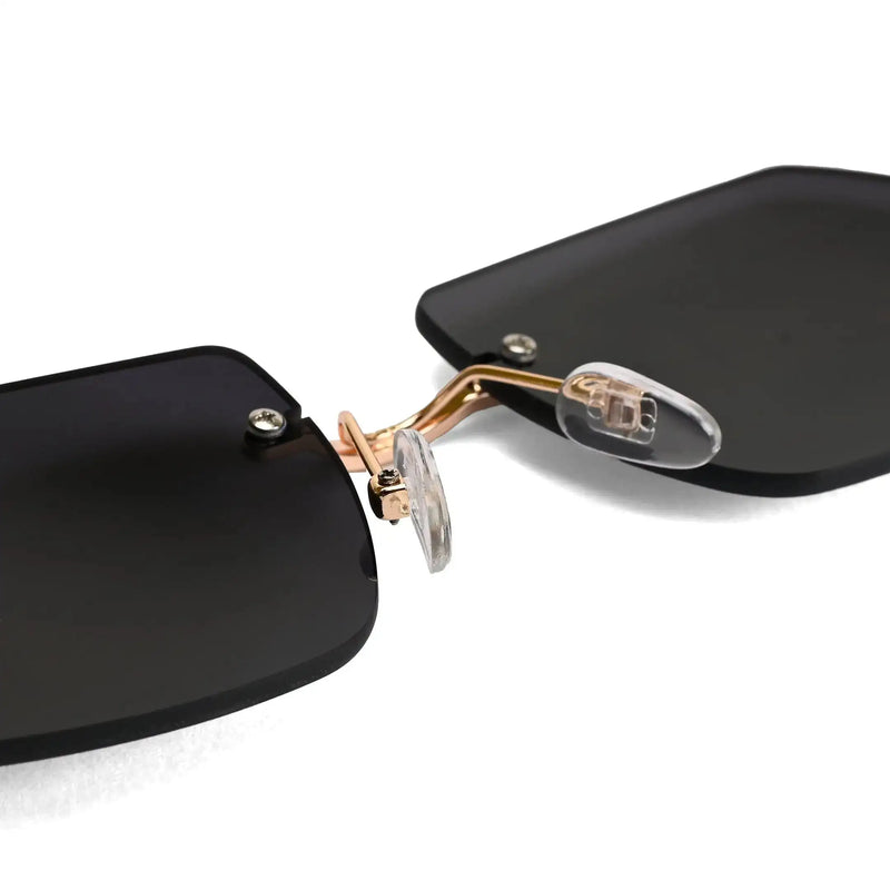 Panther | Black Medium Rim Less RECTANGLE Sunglasses for Men & Women [UV-protected]