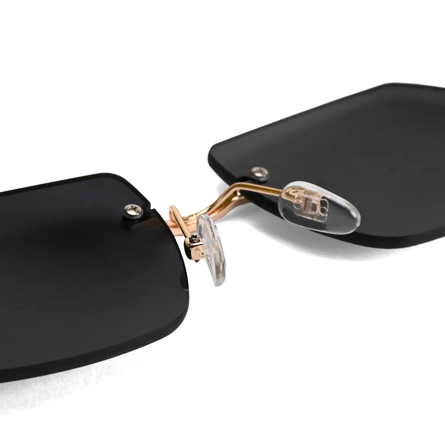 Panther | Black Medium Rim Less RECTANGLE Sunglasses for Men & Women [UV-protected]